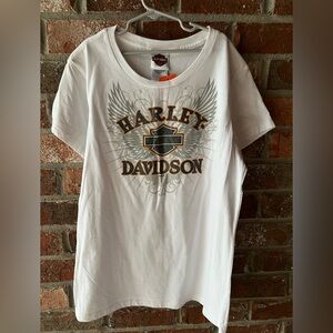 NWT Harley-Davidson White Tee with Winged Logo size large